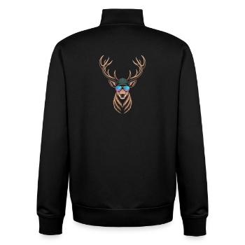 Cool deer with antlers - Unisex Organic Zip Sweatshirt by Stanley/Stella - black - Back - AI Model Male 185 light (185cm)