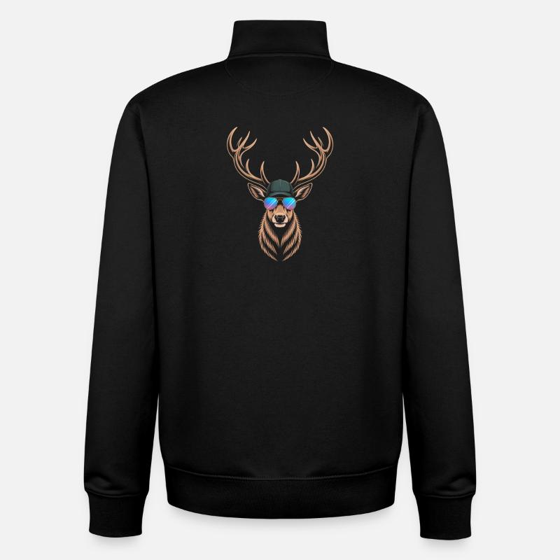 Cooler Hirsch mit Geweih  - Unisex Organic Zip Sweatshirt von Stanley/Stella - Schwarz