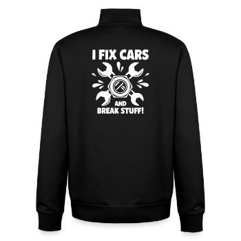 Ich repariere Autos und zerlege Zeug - Unisex Organic Zip Sweatshirt von Stanley/Stella - Schwarz - Hinten - AI Model Male 185 light (185cm)