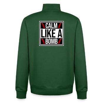 Calme comme une bombe Paradoxe Ironie Humour Blague explosive - Sweat zippé unisexe en coton bio Stanley/Stella - vert bouteille - Dos - AI Model Male 185 dark (185cm)