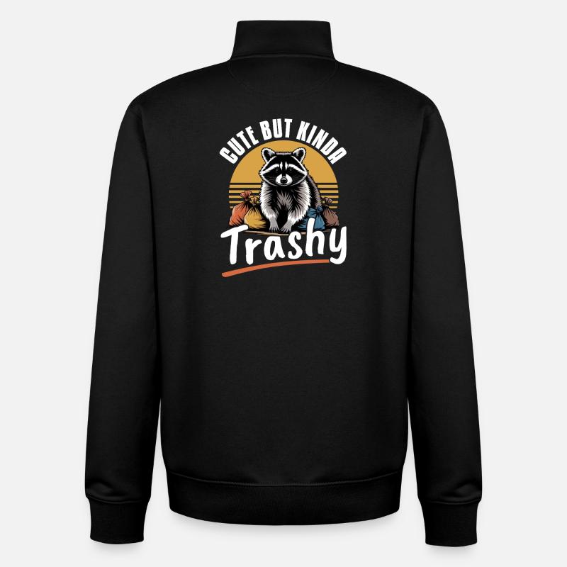 Funny Raccoon - Unisex Organic Zip Sweatshirt by Stanley/Stella - black