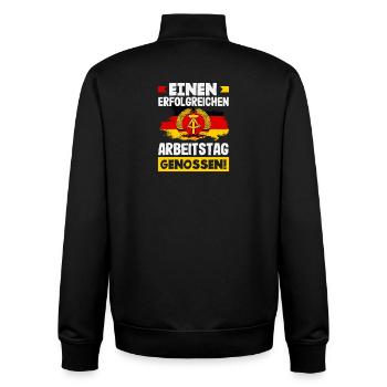 Successful working day comrades Ossi Spruch GDR - Unisex Organic Zip Sweatshirt by Stanley/Stella - black - Back - AI Model Male 185 light (185cm)
