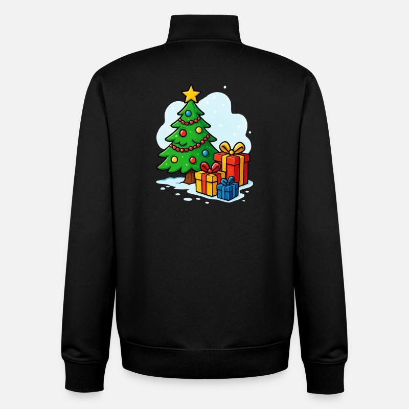 Weihnachtsbaum Cartoon Geschenke - Unisex Organic Zip Sweatshirt von Stanley/Stella - Schwarz