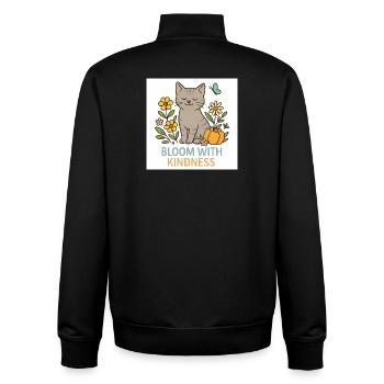 Splendeur florale adaptée aux chats - Sweat zippé unisexe en coton bio Stanley/Stella - noir - Dos - AI Model Male 185 light (185cm)