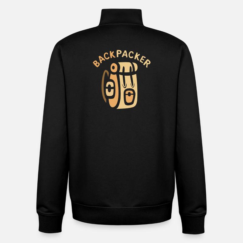 Backpacker Comic Backpack Design - Unisex Organic Zip Sweatshirt by Stanley/Stella - black
