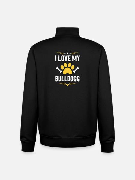 J’aime mon bouledogue - Sweat zippé unisexe en coton bio Stanley/Stella - noir