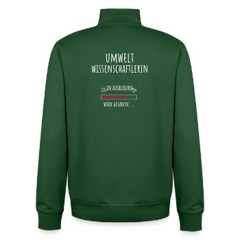 Études en sciences de l’environnement Profession Éducation - Sweat zippé unisexe en coton bio Stanley/Stella - vert bouteille - Dos - AI Model Male 185 dark (185cm)