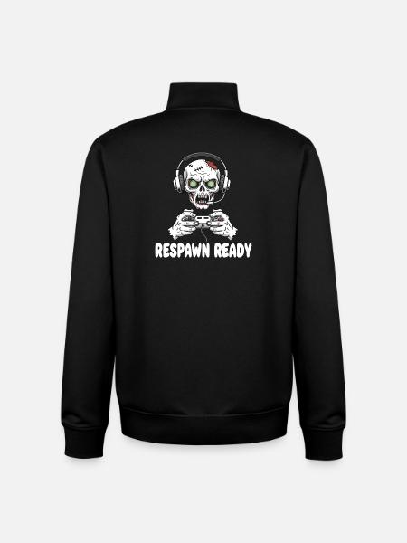 Respawn Ready Zombie Skull Gaming - Unisex Organic Zip Sweatshirt by Stanley/Stella - black