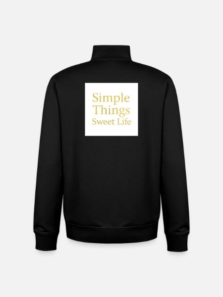 Simple Things Sweet Life (Gold Edition) - Unisex Organic Zip Sweatshirt by Stanley/Stella - black