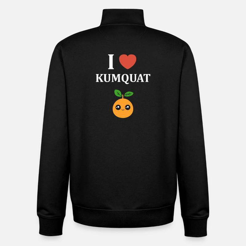 J aime Kumquat Cute - Sweat zippé unisexe en coton bio Stanley/Stella - noir