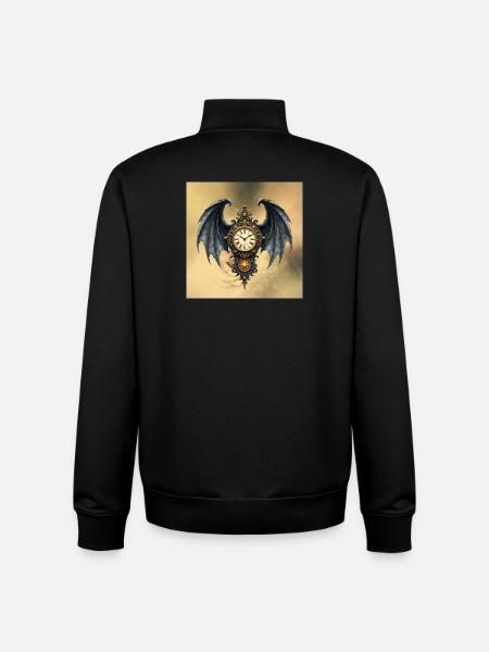 Steampunk Gothic Winged Watch - Unisex Organic Zip Sweatshirt by Stanley/Stella - black