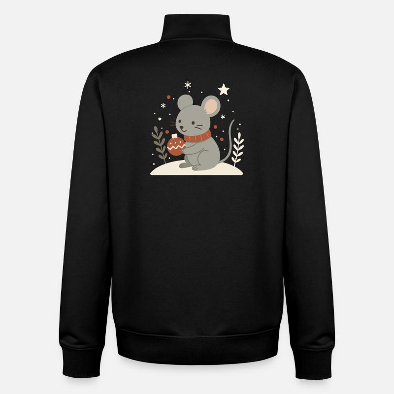 Souris d’hiver avec boule de Noël – Motif animal - Sweat zippé unisexe en coton bio Stanley/Stella - noir