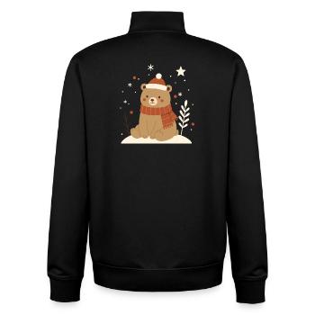 Ours avec chapeau de Père Noël – motif animalier pour l’hiver - Sweat zippé unisexe en coton bio Stanley/Stella - noir - Dos - AI Model Male 185 light (185cm)
