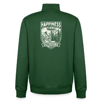Glück ist, draußen zu sein, Natur, Wandern, Humor, - Unisex Organic Zip Sweatshirt von Stanley/Stella - Flaschengrün - Hinten - AI Model Male 185 dark (185cm)