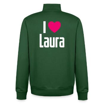 I Love Laura Pinkes Herz Ich liebe Laura - Unisex Organic Zip Sweatshirt von Stanley/Stella - Flaschengrün - Hinten - AI Model Male 185 dark (185cm)