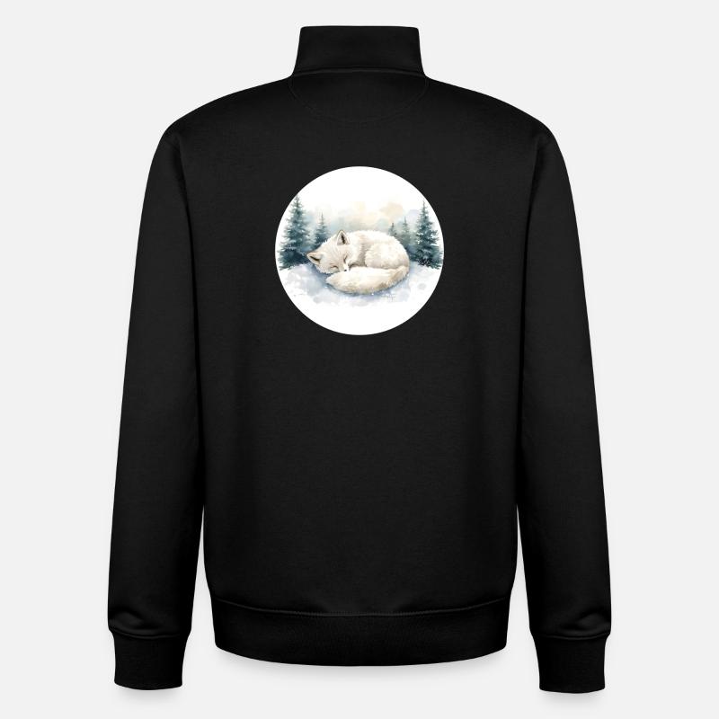 Polarfuchs Schneeschlaf Aquarell - Unisex Organic Zip Sweatshirt von Stanley/Stella - Schwarz