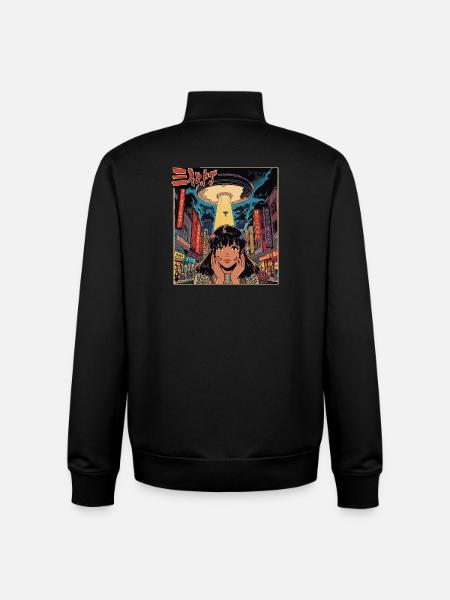 Manga UFO Invasion Neon Stadt - Unisex Organic Zip Sweatshirt von Stanley/Stella - Schwarz