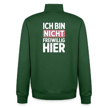 I'm Not Here Voluntarily Anti Smalltalk Office - Unisex Organic Zip Sweatshirt by Stanley/Stella - bottle green - Back - AI Model Male 185 dark (185cm)