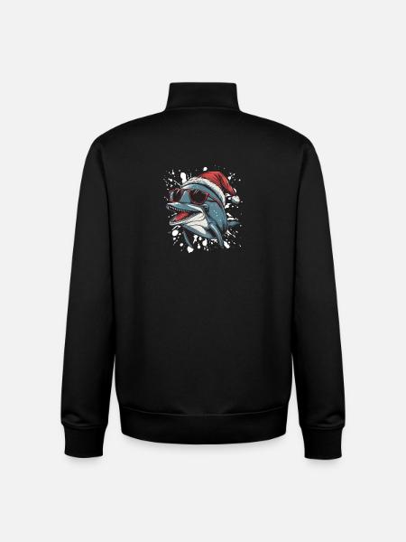 Dolphin Christmas Funny - Unisex Organic Zip Sweatshirt by Stanley/Stella - black