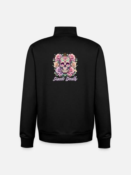 Fleurs Crâne Beauté Floraison - Sweat zippé unisexe en coton bio Stanley/Stella - noir