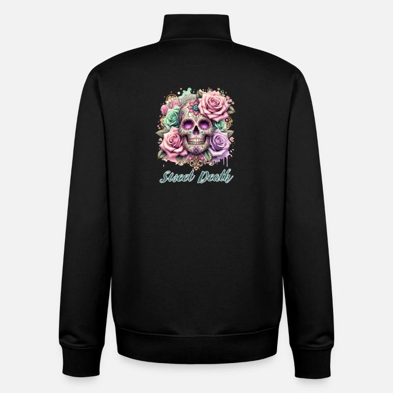 Fleurs Crâne Beauté Floraison - Sweat zippé unisexe en coton bio Stanley/Stella - noir