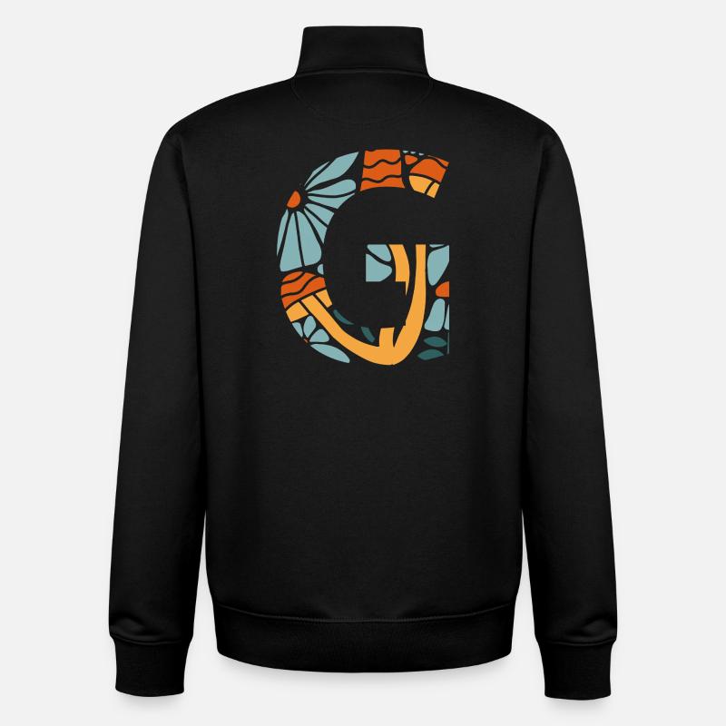 Lettre g fleurs groovy idée cadeau  - Sweat zippé unisexe en coton bio Stanley/Stella - noir