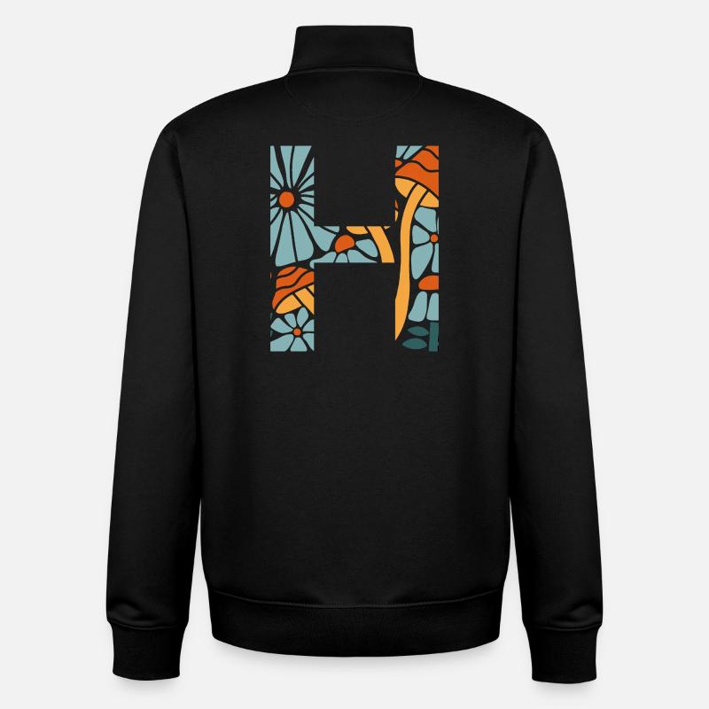 Buchstabe h groovige Blumen Geschenkidee - Unisex Organic Zip Sweatshirt von Stanley/Stella - Schwarz