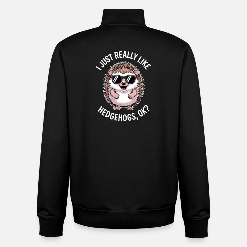 Hedgehog Saying Funny Hedgehog Gift - Unisex Organic Zip Sweatshirt by Stanley/Stella - black