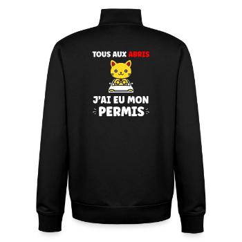 jeune permis, jeune conducteur, permis de conduire - Sweat zippé unisexe en coton bio Stanley/Stella - noir - Dos - AI Model Male 185 light (185cm)