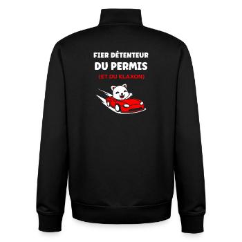Führerschein-Humor - Unisex Organic Zip Sweatshirt von Stanley/Stella - Schwarz - Hinten - AI Model Male 185 light (185cm)