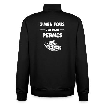 Humour permis de conduire - Sweat zippé unisexe en coton bio Stanley/Stella - noir - Dos - AI Model Male 185 light (185cm)