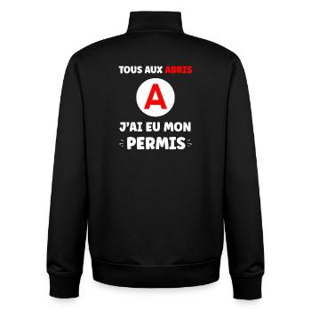 Humour j'ai mon permis de conduire - Sweat zippé unisexe en coton bio Stanley/Stella - noir - Dos - AI Model Male 185 light (185cm)