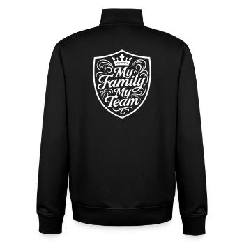 Famille Mon équipe Armoiries - Sweat zippé unisexe en coton bio Stanley/Stella - noir - Dos - AI Model Male 185 light (185cm)