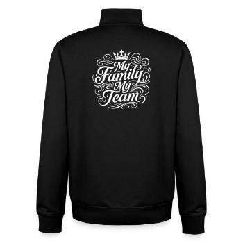 Mon équipe familiale dit couronne - Sweat zippé unisexe en coton bio Stanley/Stella - noir - Dos - AI Model Male 185 light (185cm)