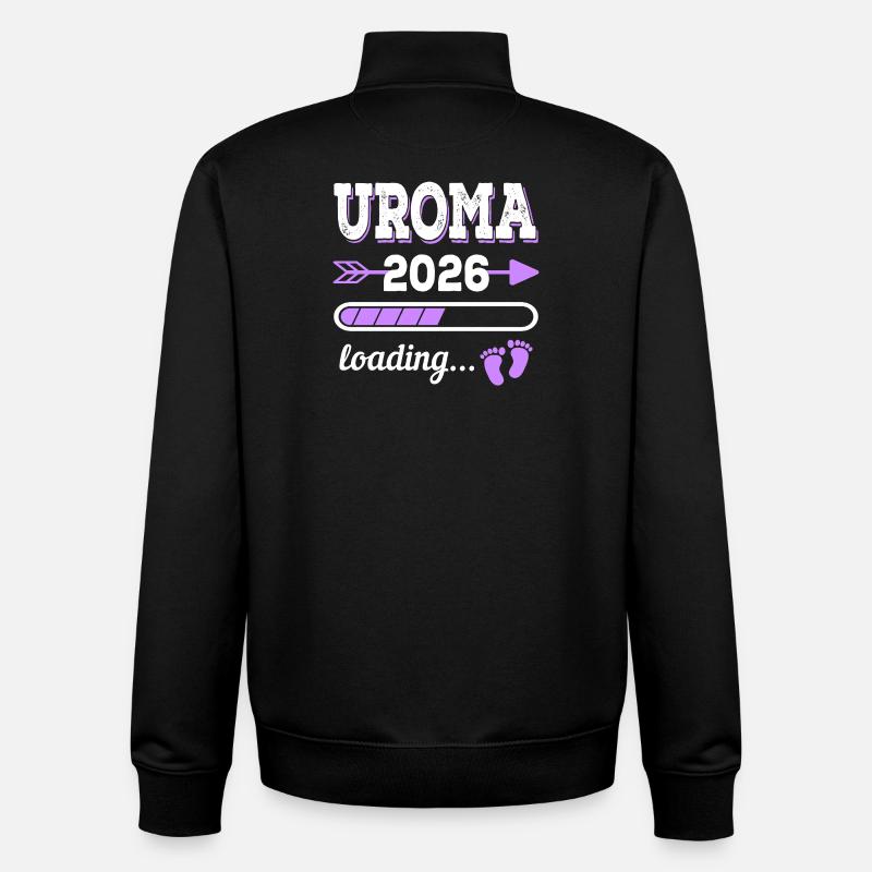 Uroma 2026 Loading Schwangerschaft Geschenkidee - Unisex Organic Zip Sweatshirt von Stanley/Stella - Schwarz
