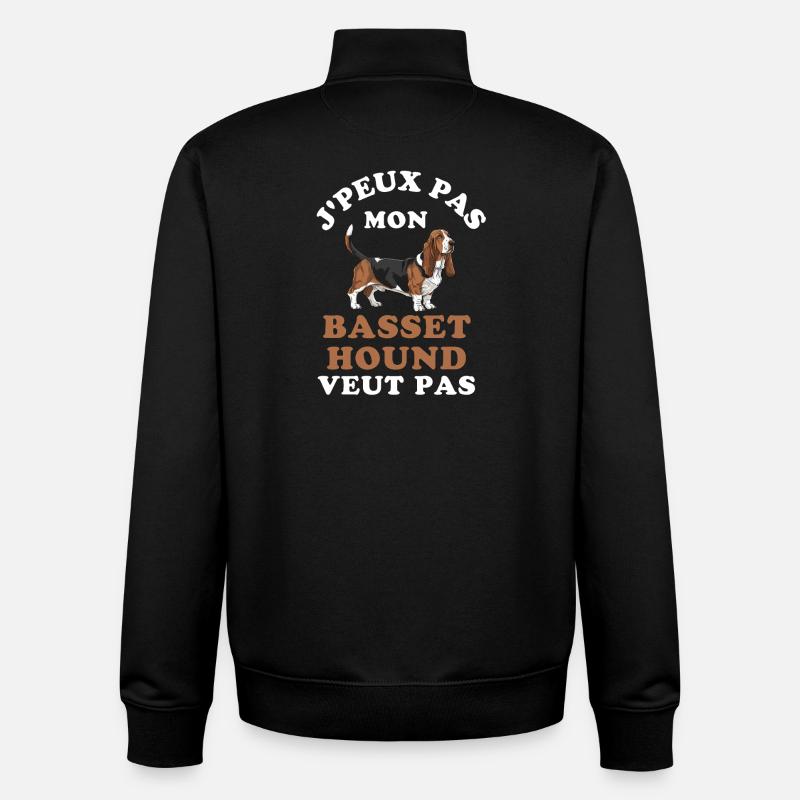 Basset Hound Jpeux Pas - Sweat zippé unisexe en coton bio Stanley/Stella - noir