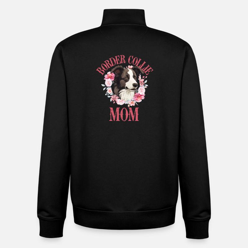 Border Collie Mama Blumen - Unisex Organic Zip Sweatshirt von Stanley/Stella - Schwarz