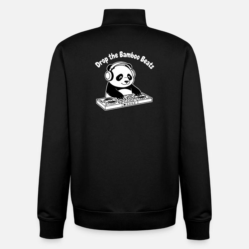 Bamboo Beats Panda DJ - Unisex Organic Zip Sweatshirt by Stanley/Stella - black