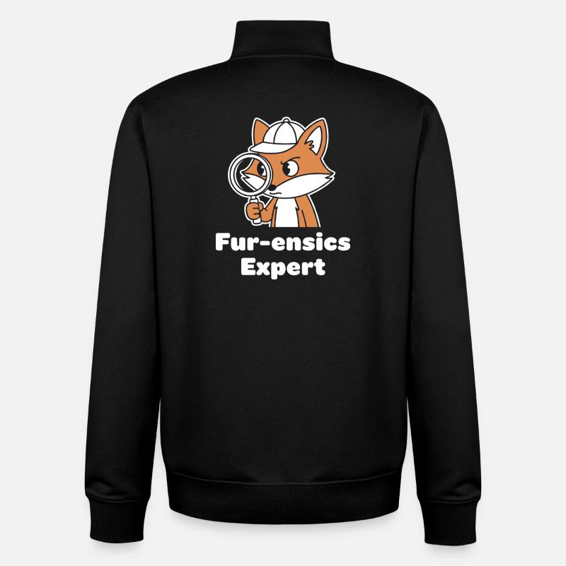 Fur-ensics Détective Fox - Sweat zippé unisexe en coton bio Stanley/Stella - noir