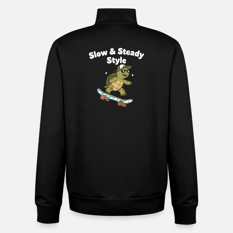 Tortue raie lente - Sweat zippé unisexe en coton bio Stanley/Stella - noir
