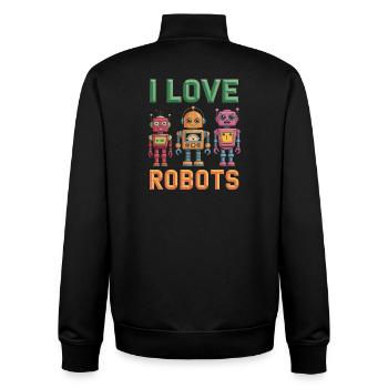 Retro Robot - Unisex Organic Zip Sweatshirt by Stanley/Stella - black - Back - AI Model Male 185 light (185cm)