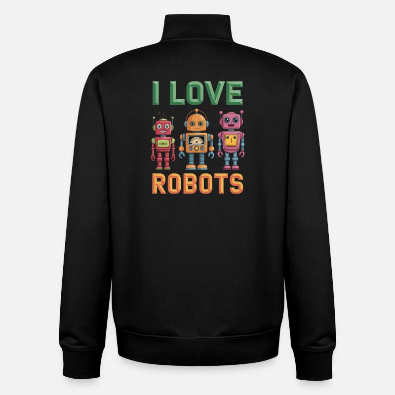Robot rétro - Sweat zippé unisexe en coton bio Stanley/Stella - noir