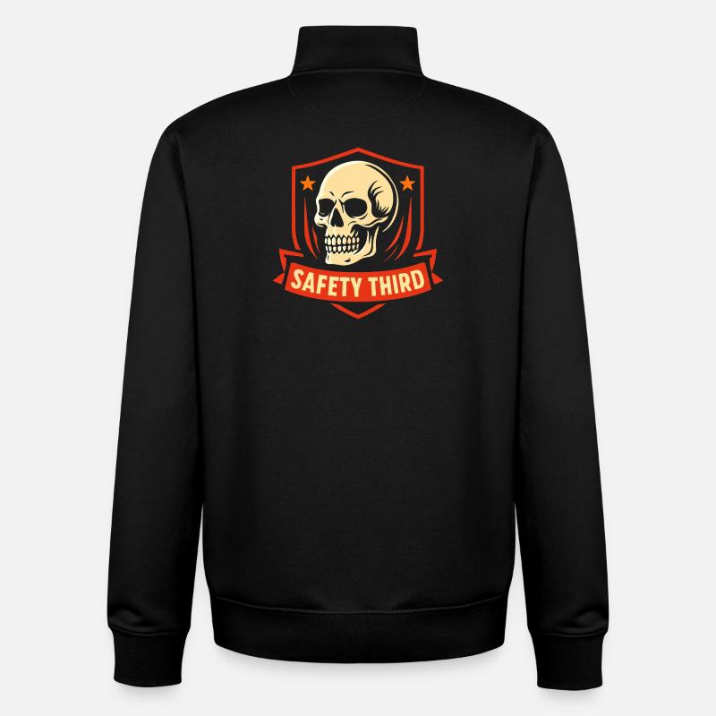 Sicherheit Dritte Abzeichen Schädel Safety Third - Unisex Organic Zip Sweatshirt von Stanley/Stella - Schwarz