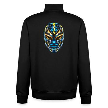 Masques Flash Lucha Bleu Néon Or - Sweat zippé unisexe en coton bio Stanley/Stella - noir - Dos - AI Model Male 185 light (185cm)