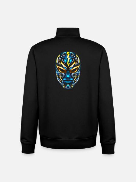 Flash Masks Lucha Neon Blue Gold - Unisex Organic Zip Sweatshirt by Stanley/Stella - black