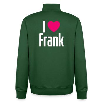 I Love Frank Pink Heart I Love Frank - Unisex Organic Zip Sweatshirt by Stanley/Stella - bottle green - Back - AI Model Male 185 dark (185cm)