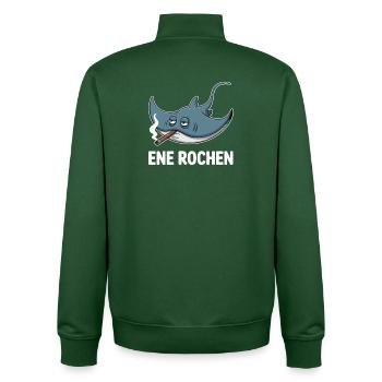 Ene Rochen Raucher Spruch Zigarette Kippe Rauchen - Unisex Organic Zip Sweatshirt von Stanley/Stella - Flaschengrün - Hinten - AI Model Male 185 dark (185cm)