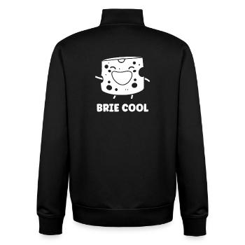 Humour fromage brie - Sweat zippé unisexe en coton bio Stanley/Stella - noir - Dos - AI Model Male 185 light (185cm)