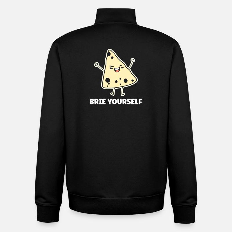 Humor brie cheese - Unisex Organic Zip Sweatshirt by Stanley/Stella - black