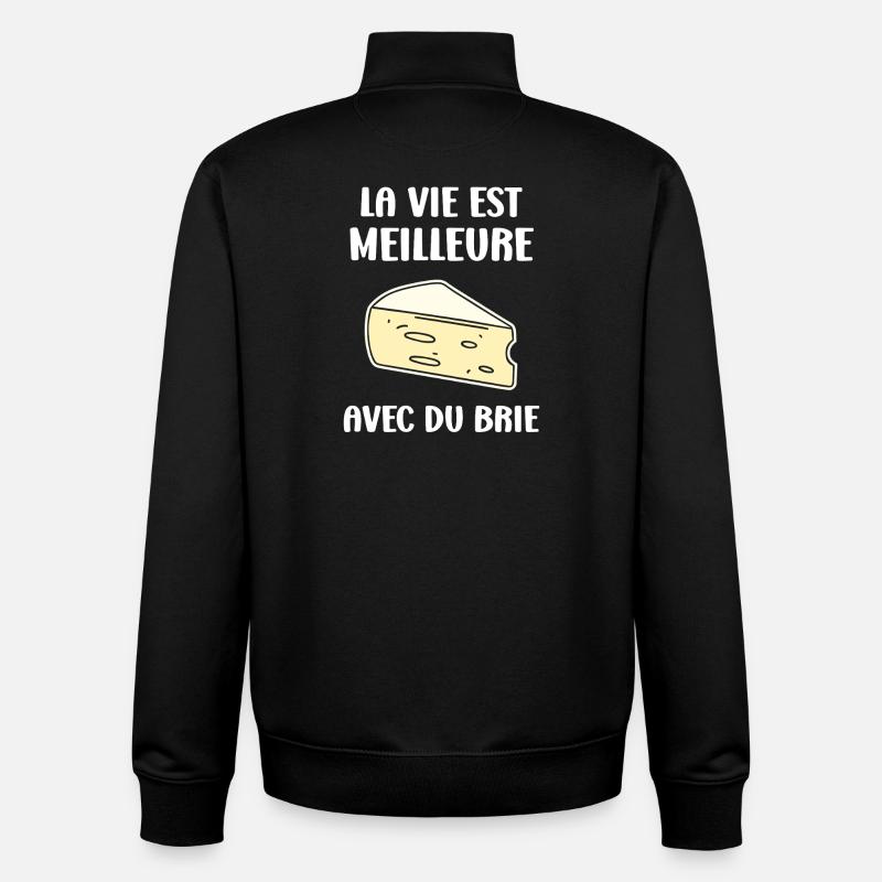 Humor Brie-Käse - Unisex Organic Zip Sweatshirt von Stanley/Stella - Schwarz